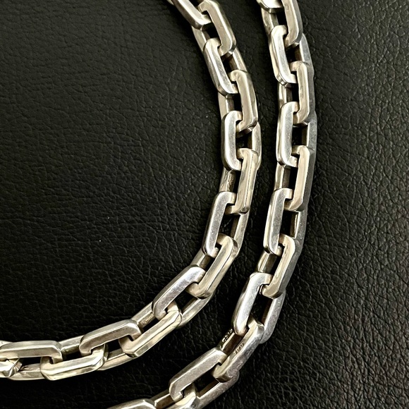 Vintage Mexico Sterling silver .925 Solid Square Link Chain Necklace - Picture 4 of 9